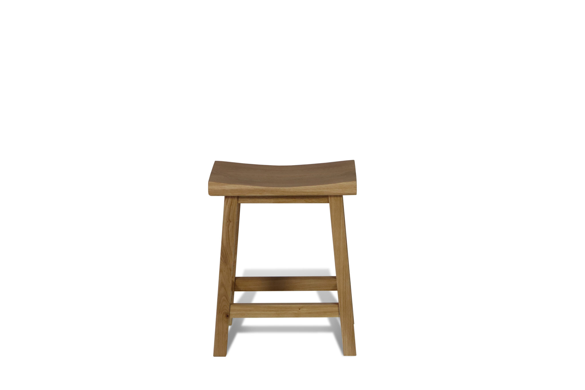 low oak wooden four legged stool