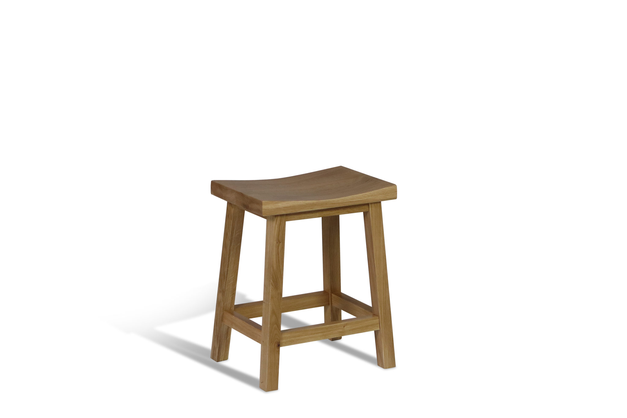 low oak wooden four legged stool