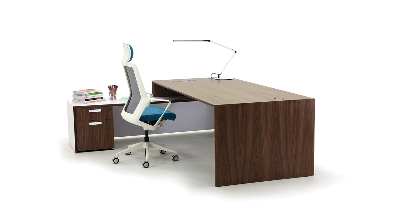 AST Walnut and White Return Desk