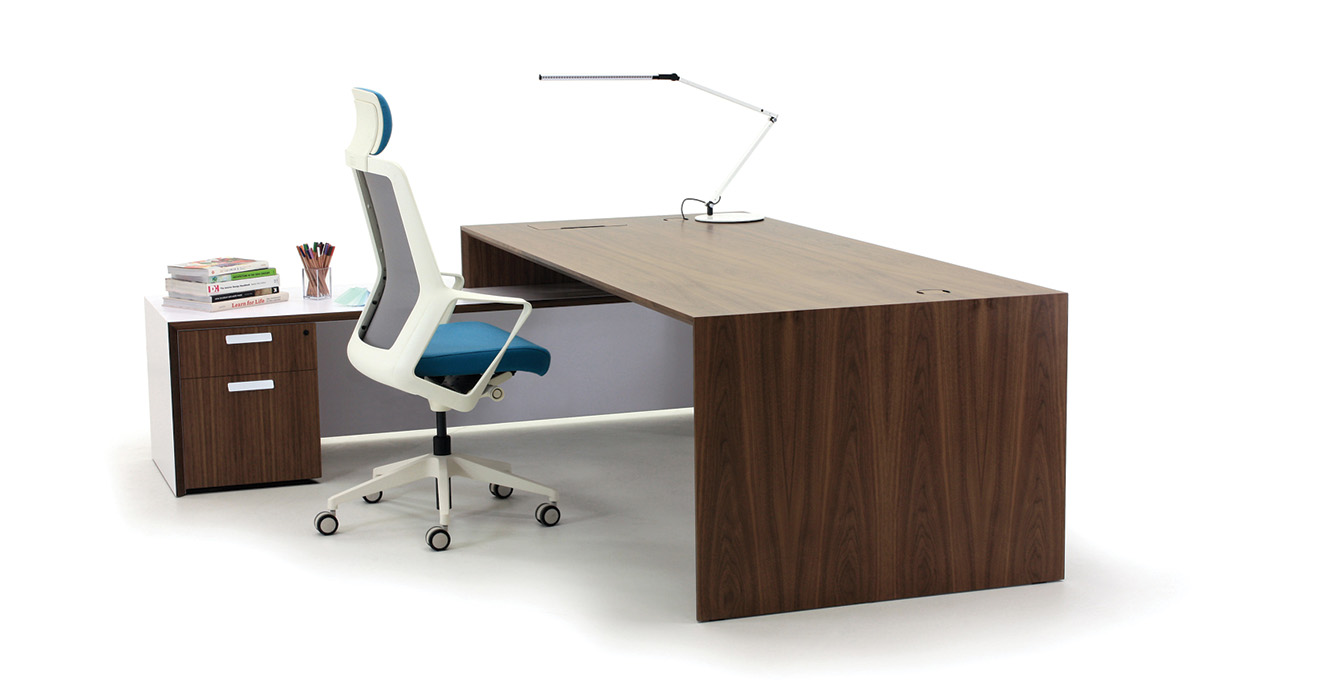 AST Walnut and White Return Desk