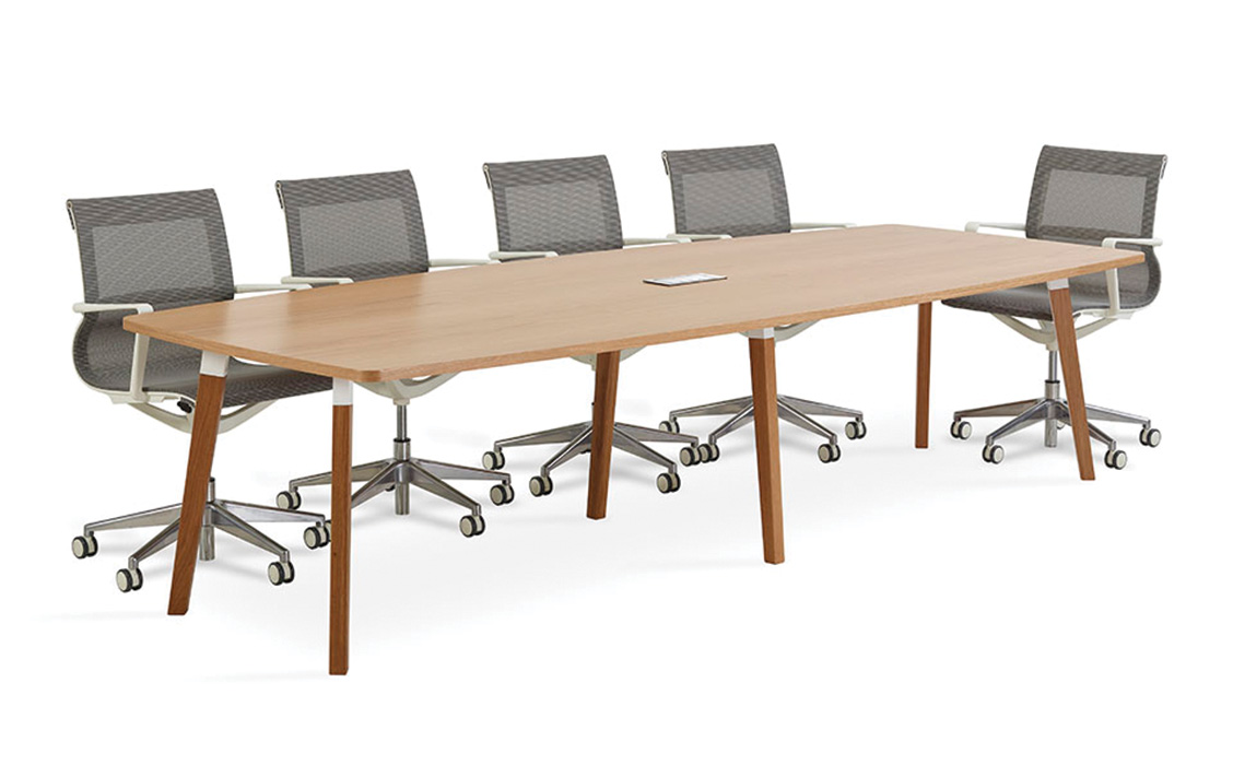 Boardroom Table with Mesh Chairs With White Insert With Shadows