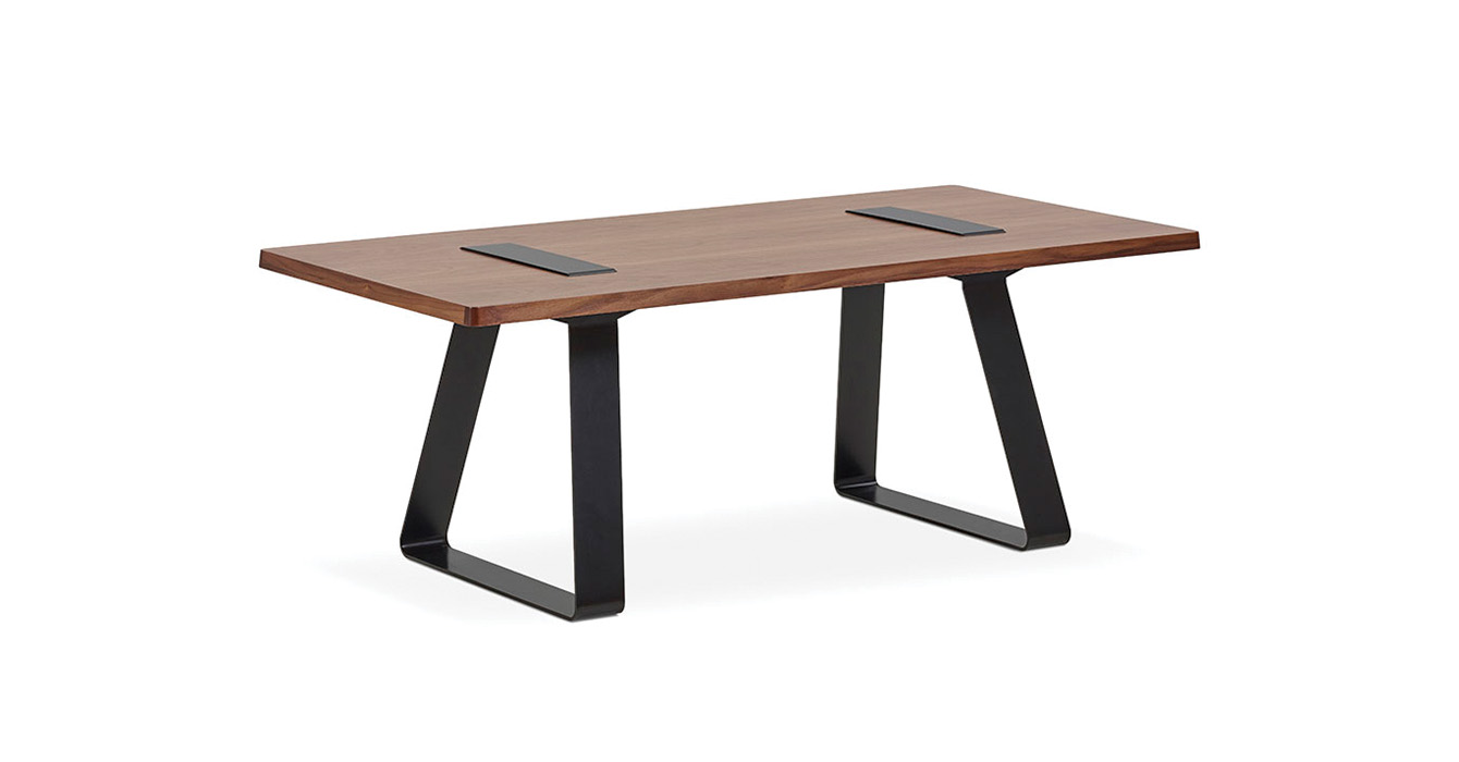 Walnut Ribbon Table Angled With Shadows